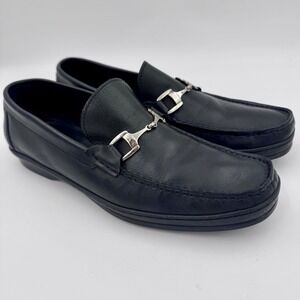 Sandrino by Sandro Moscoloni Italian Leather Men's 11.5 Silver Horsebit Loafers